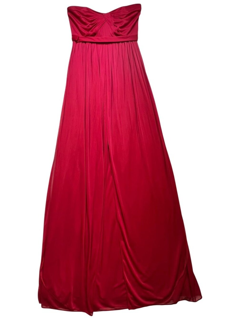 David's Bridal Women's Strapless Sweetheart Chiffon Bridesmaid Dress Size 0 Red